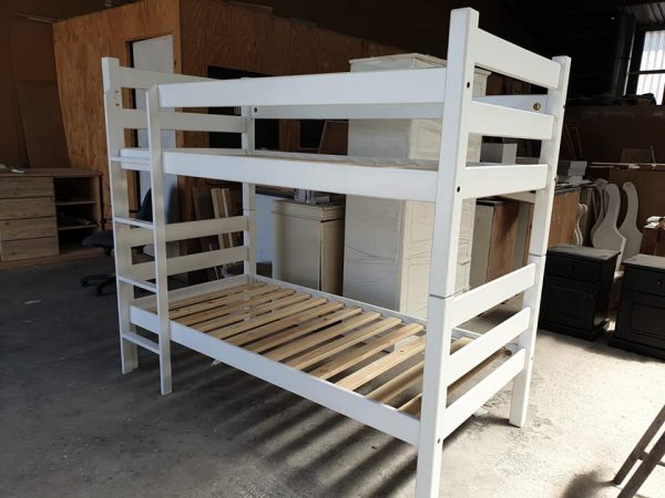white bunk beds