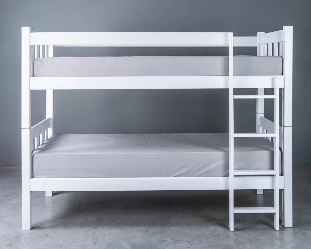 white bunk beds